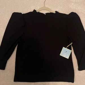 CeCe Black Pintucked Chiffon Blouse